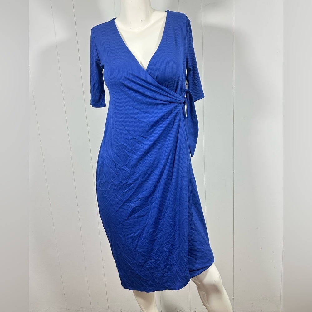 NWT Maternity Sonoma XS Women’s Short Sleeve V Neck Surplice Dress Wrap Blue